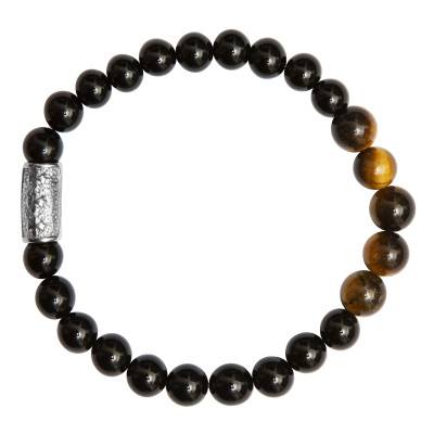 Steel, Tiger's Eye & Black Agate Bracelet - Lauren Steven