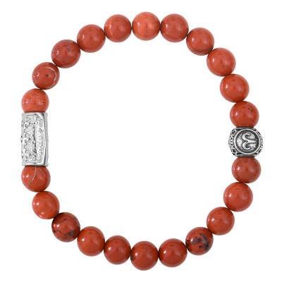 Steel & Red Jasper Bracelet, Length 19.5 cm or 20.5 cm - Lauren Steven