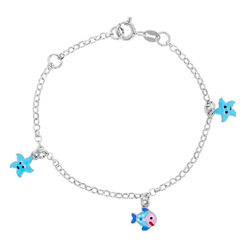 925 Silver Fish and Star Bracelet, Length 14 cm to 16 cm - Les Petites Lucioles