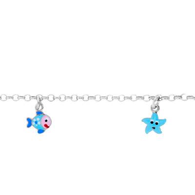 925 Silver Fish and Star Bracelet, Length 14 cm to 16 cm - Les Petites Lucioles