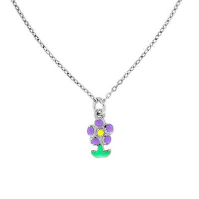 Collier Fleur Argent, Longueur 40 cm ajustable - Les Petites Lucioles