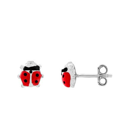 Silver Ladybug Stud Earrings - Les Petites Lucioles