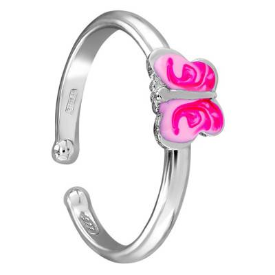 Bague Papillon Rose Argent - Les Petites Lucioles