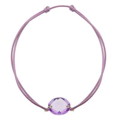 Bracelet Cordon Améthyste Ovale, Ajustable - Les Valentines