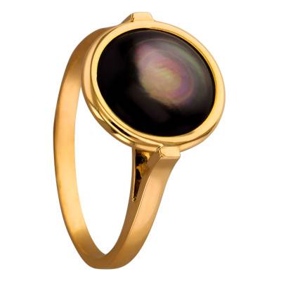 Bague Kirkos Or Jaune 750 & Nacre Grise - Les Valentines