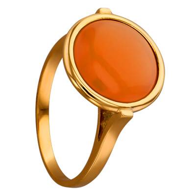 Bague Kirkos Or Jaune 750 & Pierre De Lune Pêche Ø 12 mm - Les Valentines
