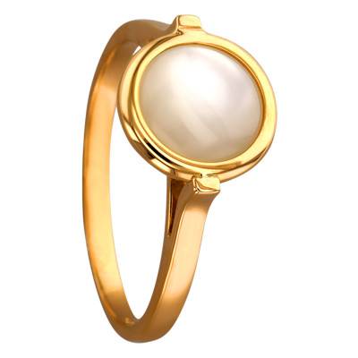 Bague Or Jaune 750 Ronde et Nacre Blanche - Les Valentines