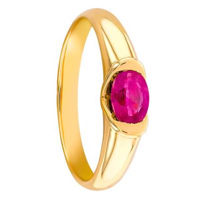 Bague Etau V Lisse Or Jaune 750, Rubis 0,56 ct - Les Valentines