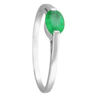 Bague Solitaire Or Blanc 750, Emeraude 0,50 ct - Les Valentines