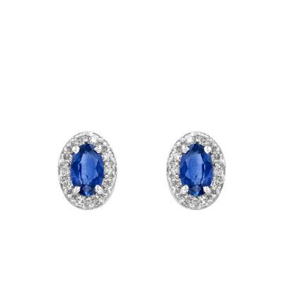 Boucles d'oreilles Or Blanc 750, saphir & diamants HSI - Les Valentines