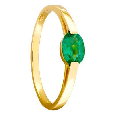 Bague 2 Griffes Or Jaune 750, Emeraude 0,45 ct - Les Valentines