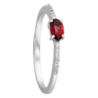 Bague Or Blanc 750, Rubis 0,25 ct, Diamants 0,06 ct - Les Valentines