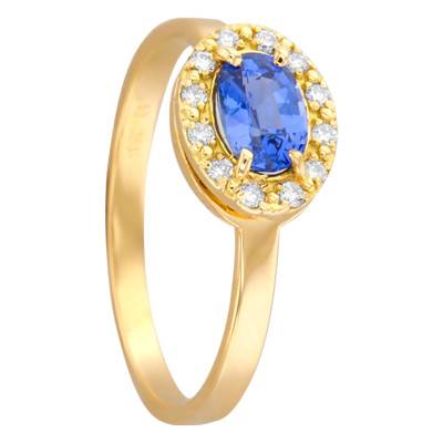 Bague Or Jaune 750, Saphir 0,60 ct, Diamants 0,10 ct - Les Valentines