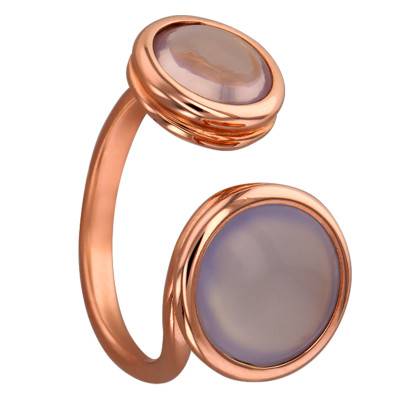 Bague Kirkos Or Rose 750 Quartz & Calcédoine - Les Valentines