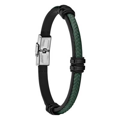 Bracelet Lotus Style Urban Man en Acier et Cuir Vert, Longueur 23 cm - LS1829-2/8 - Lotus