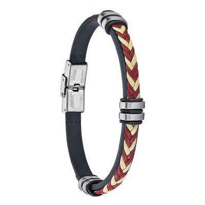 Lotus Style Urban Man Multicolor Leather Steel Bracelet 23 cm - LS1829-2/7 - Lotus