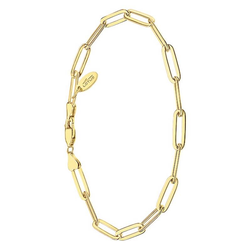 Gold-Tone 925 Silver Rectangular Chain Bracelet, Length 16 cm - lp3200-2/2 - Lotus