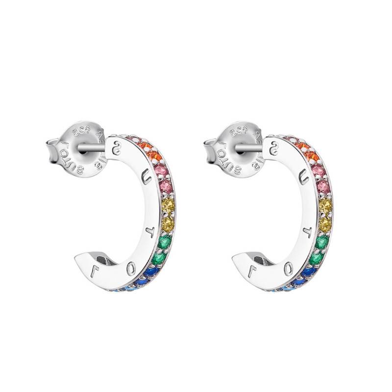 Lotus Silver Multicolor Stones 925 Sterling Silver Hoop Earrings, 16 mm Diameter - LP1885-4/5 - Lotus