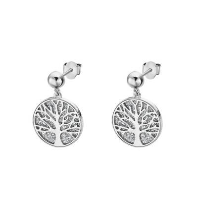 Stainless Steel Tree of Life Hoop Earrings - LS2225-4/1 - Lotus