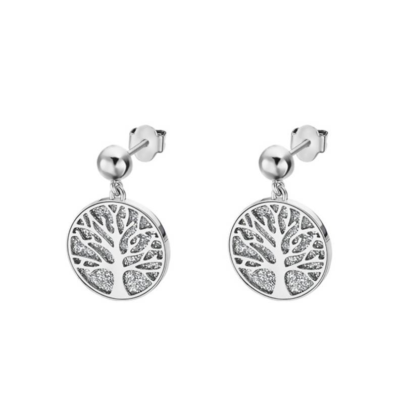 Stainless Steel Tree of Life Hoop Earrings - LS2225-4/1 - Lotus