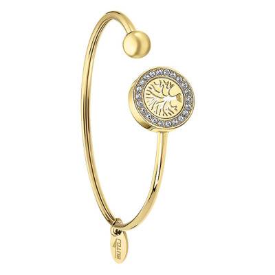 Gold Steel Lotus Style Rainbow Tree of Life Bracelet, Length 17 cm, Width 5 mm - LS2181-2/2 - Lotus