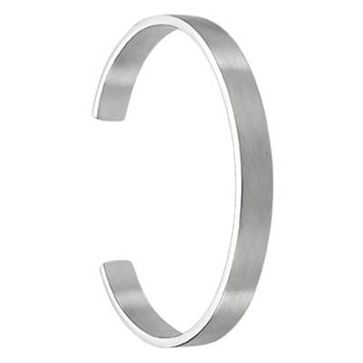 Lotus Style Grey Steel Open Bangle Bracelet, Length 7 cm - LS2196-2/1 - Lotus