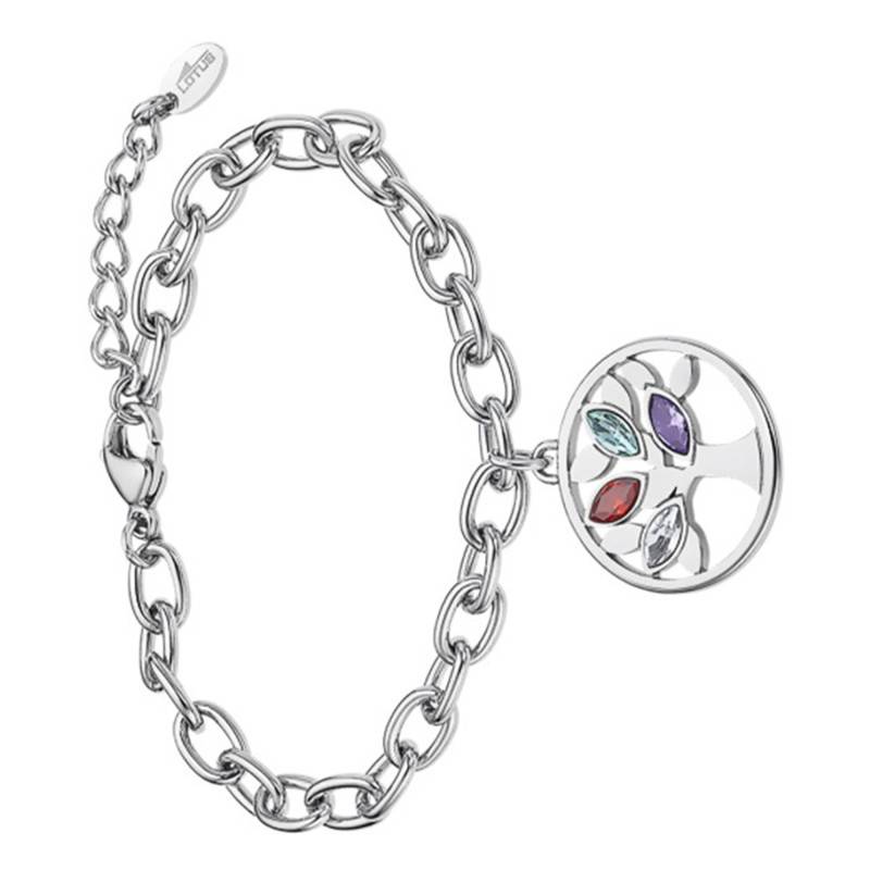 Steel & Cubic Zirconia Tree of Life Bracelet, Adjustable Length 20,50 cm - LS2192-2/1 - Lotus