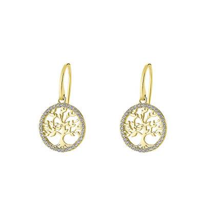 Gold-Plated Tree of Life Drop Earrings - LP1746-4/2 - Lotus