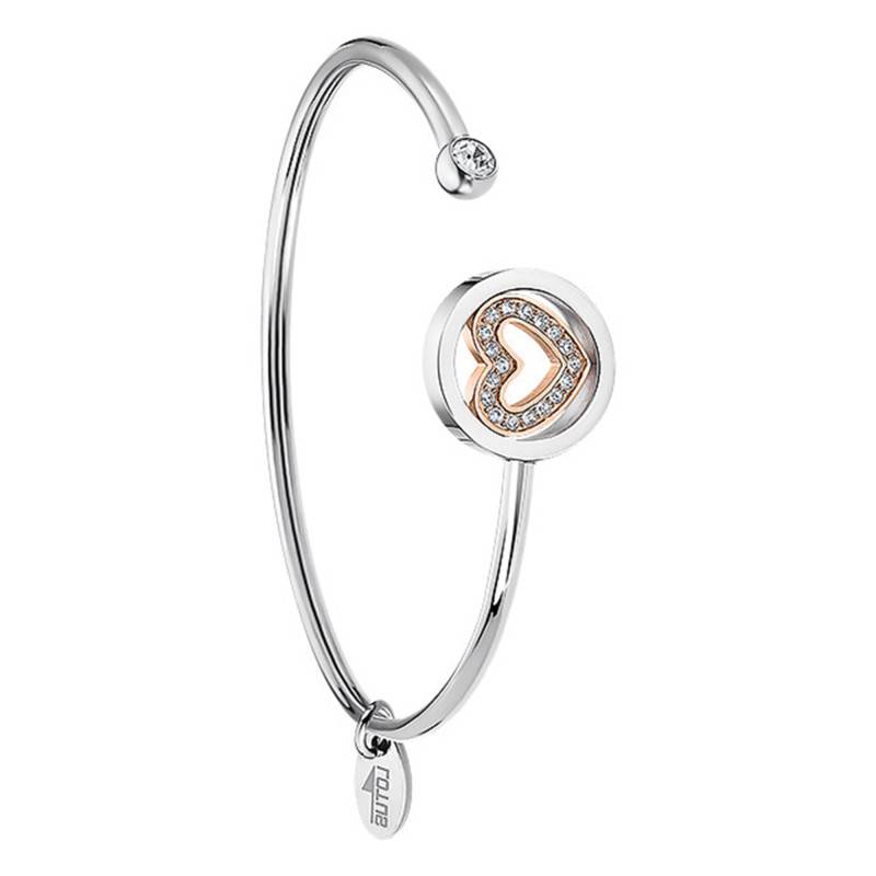 Two-Tone Steel Lotus Style Bliss Heart Bangle, Dimensions 66 x 53 cm, 39 mm - LS2182-2/2 - Lotus