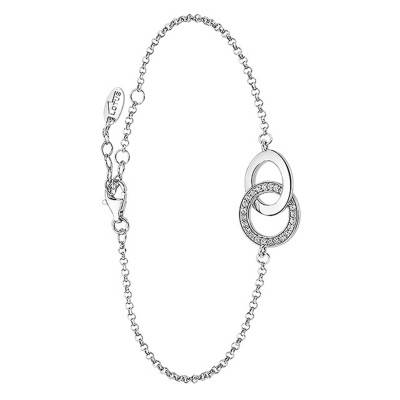 925 Silver Interlocking Circles Lotus Silver Moments Bracelet, Length 16 cm to 18.50 cm - LP1990-2/1 - Lotus
