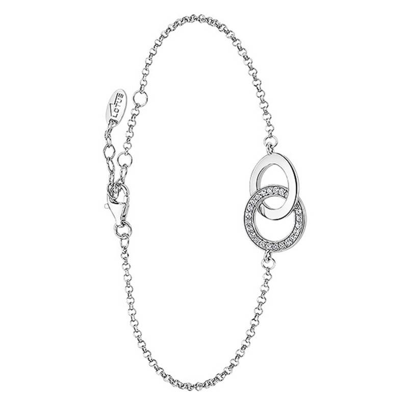 925 Silver Interlocking Circles Lotus Silver Moments Bracelet, Length 16 cm to 18.50 cm - LP1990-2/1 - Lotus