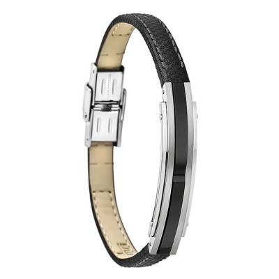 Lotus Style Urban Man Black Leather Steel Bracelet 21.20 cm - LS1809-2/4 - Lotus