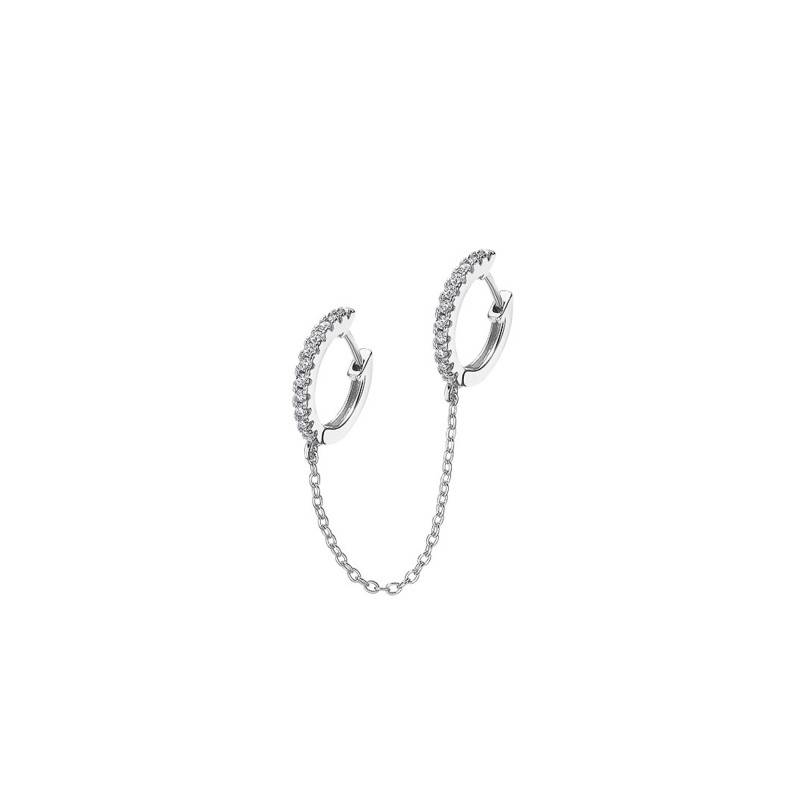 Silver Lotus Soirée Chain Earrings - LP3332-9/1 - Lotus