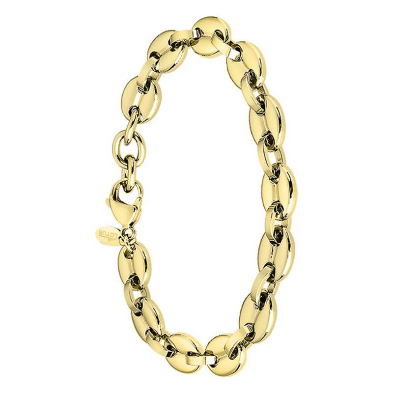 Gold Steel Coffee Bean Chain Lotus Style Urban Man Bracelet, Length 21.2 cm - LS2140-2/2 - Lotus