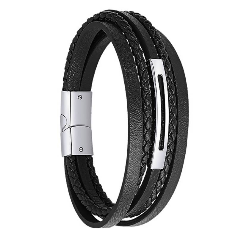 Lotus Style Urban Man Black Leather Bracelet, Length 21,3 cm - LS2145-2/3 - Lotus