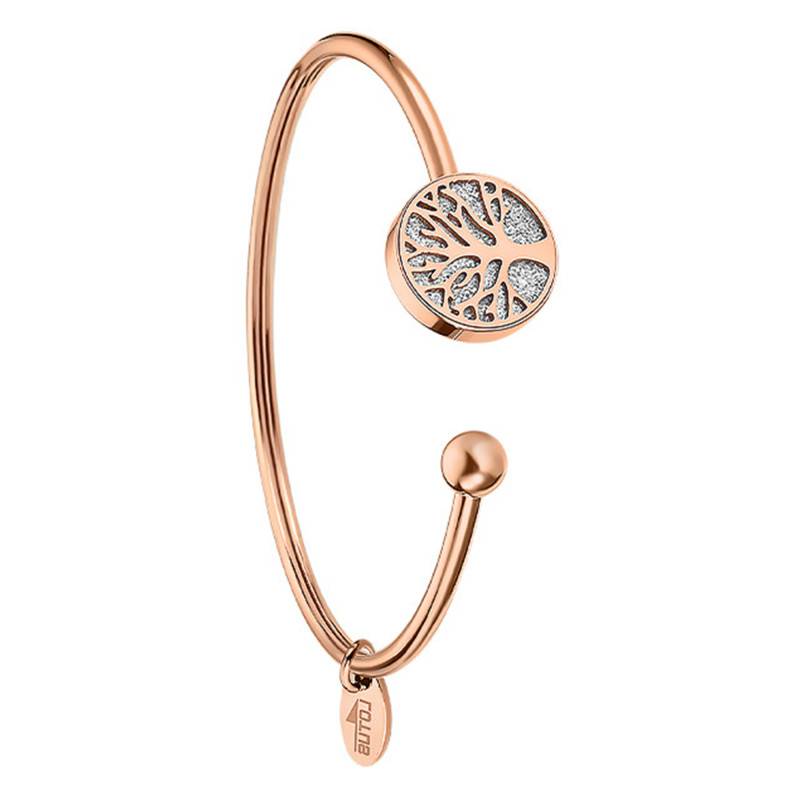 Pink Tree of Life Open Bangle, Length 17 cm, Diameter 6.1 cm - LS2225-2/4 - Lotus