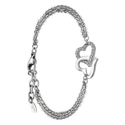Woman's Heart Stainless Steel Bracelet, Adjustable Length 20.5 cm - LS1912-2/1 - Lotus