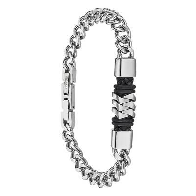 Lotus Silver Steel Curb Chain Bracelet, Width 8.50 mm, Length 21 cm - LS2104-2/2 - Lotus