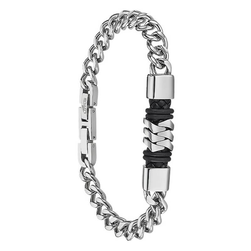 Lotus Silver Steel Curb Chain Bracelet, Width 8.50 mm, Length 21 cm - LS2104-2/2 - Lotus