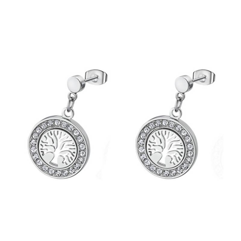 Steel & Zirconium Oxide Tree of Life Stud Earrings - LS2181-4/1 - Lotus