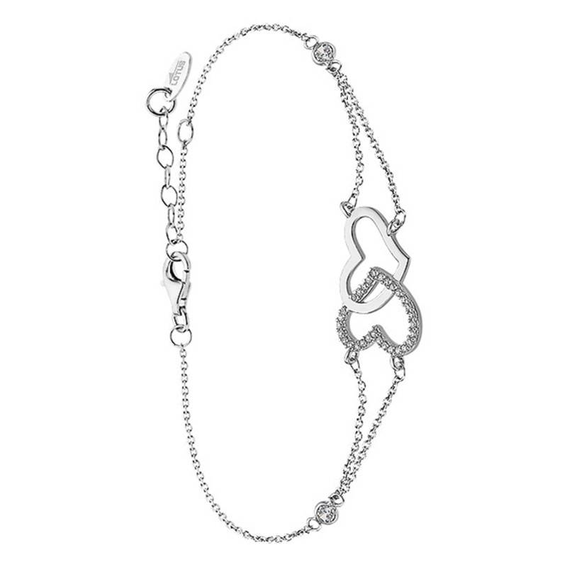 925 Silver 2 Hearts Bracelet, Length 16 cm to 18.5 cm - LP1818-2/1 - Lotus