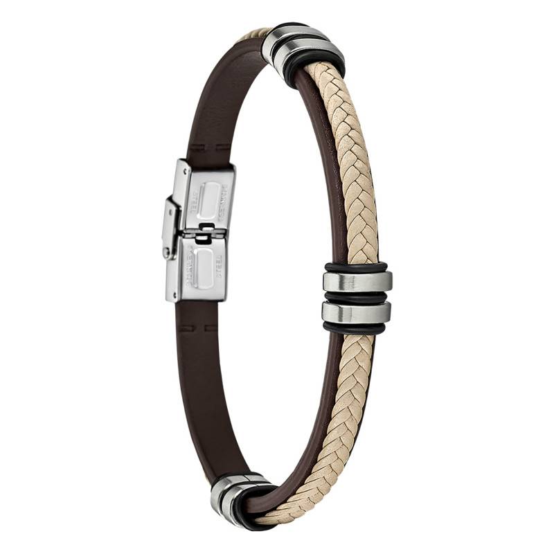 Lotus Style Steel & Leather Men's Bracelet, Length 23 cm - LS1829-2/6 - Lotus