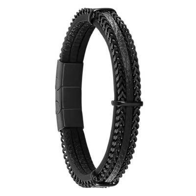 Black Steel Chain Bracelet, Length 22 cm - LS2206-2/1 - Lotus