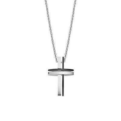 Men In Black Steel Cross Necklace, Length 50 cm - LS1984-1/1 - Lotus