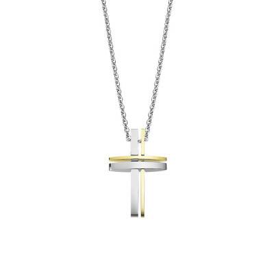 Men In Black Gray & Gold Cross Necklace, Length 50 cm - LS1984-1/2 - Lotus