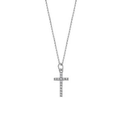 Collier Croix Lotus Silver Argent, Longueur 42 à 45 cm - LP3066-1/1 - Lotus