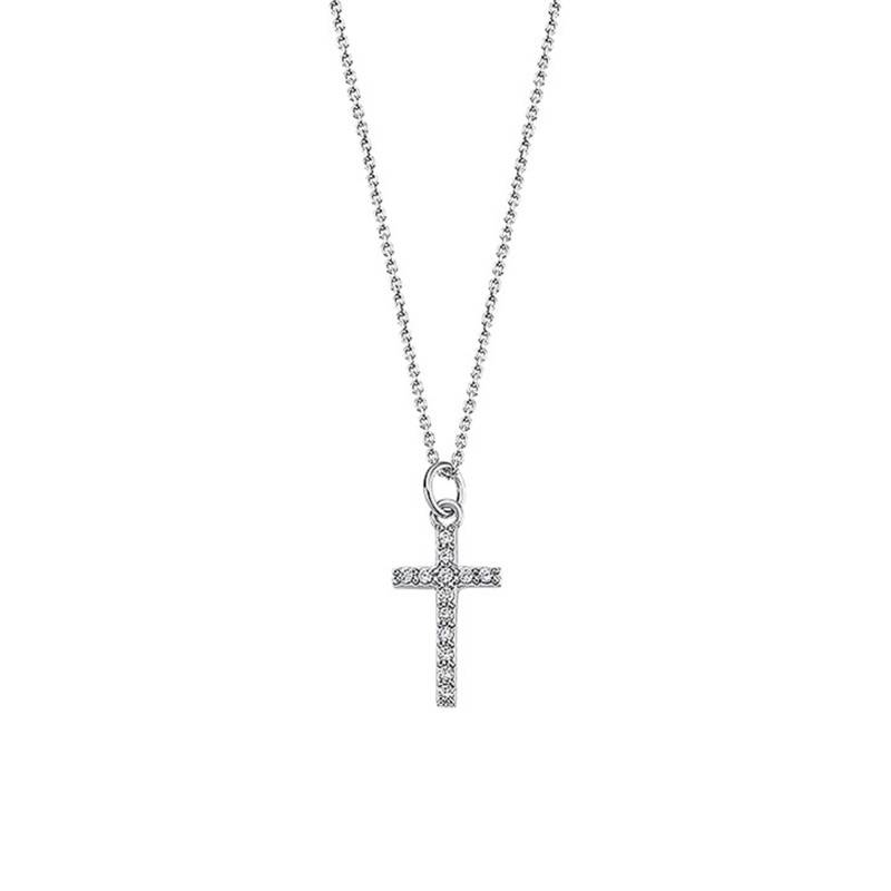 Lotus Silver 925 Sterling Silver Cross Necklace, Length 42 cm to 45 cm - LP3066-1/1 - Lotus