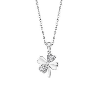 925 Silver Four-Leaf Clover Lotus Silver Necklace, Length 42 cm to 43 cm - LP3108-1/1 - Lotus