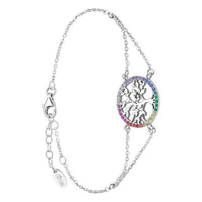 Tree of Life Lotus Silver Bracelet in 925 Silver, Length 16 cm to 18.50 cm - LP1746-2/5 - Lotus