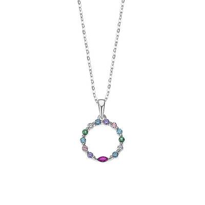 925 Silver Round Color Stone Necklace, 42 cm - lp3246-1/1 - Lotus